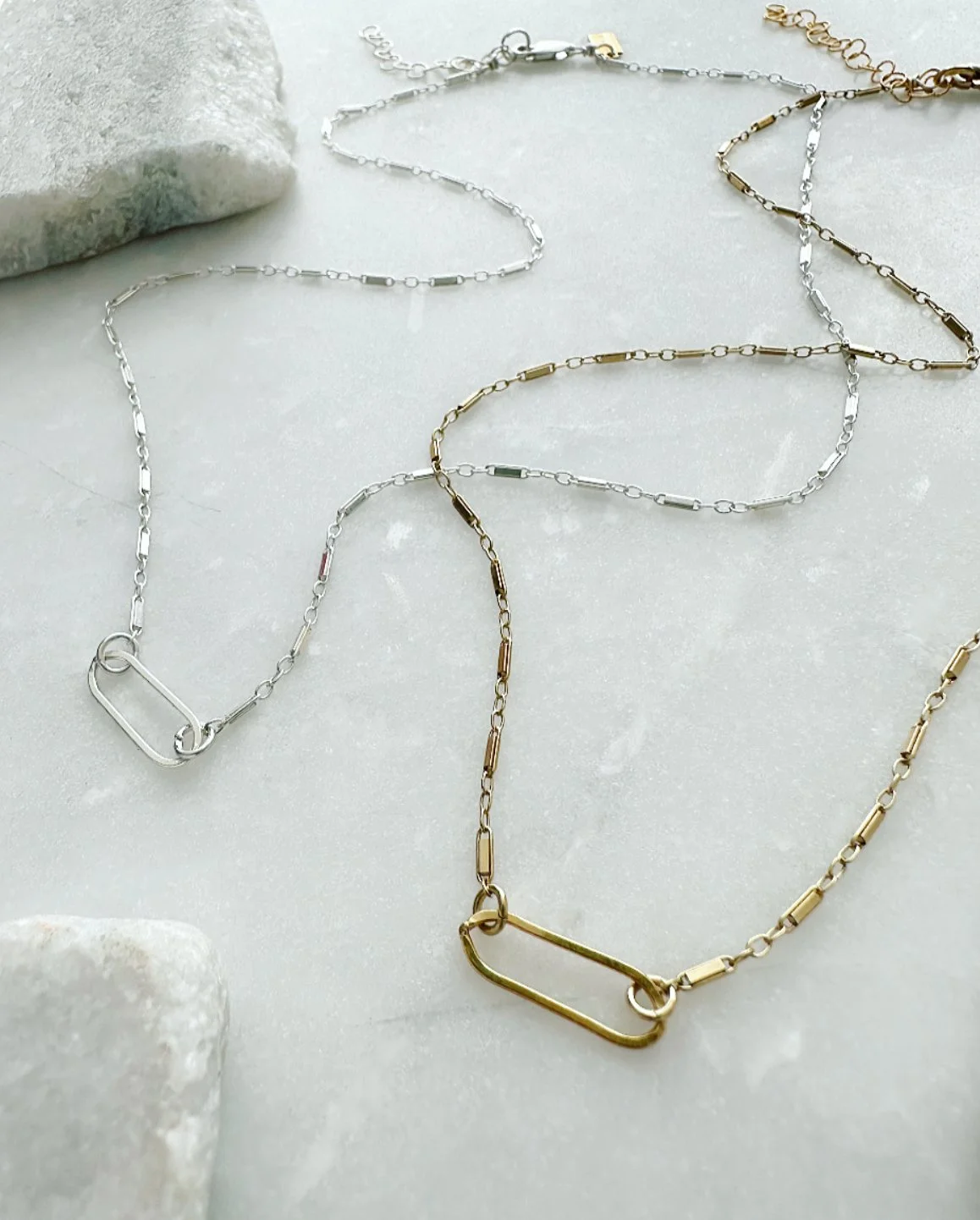Paperclip link bar necklace — Rach B Jewelry